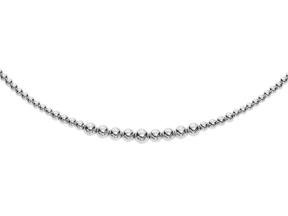 Finejewelers Rhodium Plated 17 Inch 5-8mm Round Bead Graduated Necklace with Lobster Clasp