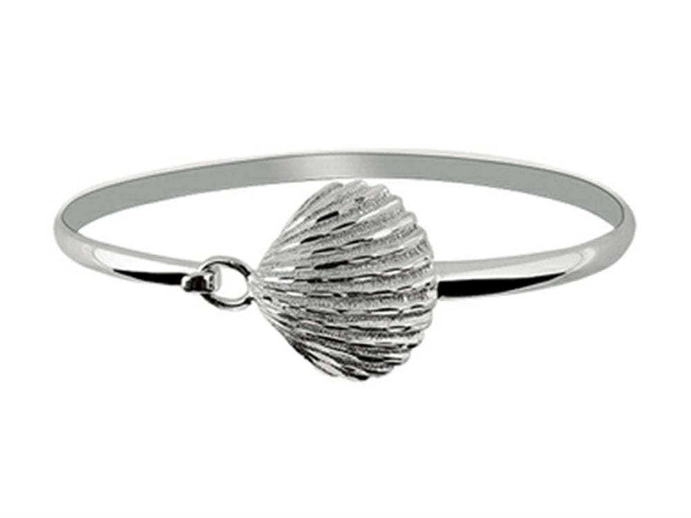 Finejewelers 925 Sterling Silver 7 Inch Flat Dome Bangle with Bright Cut Shell Top