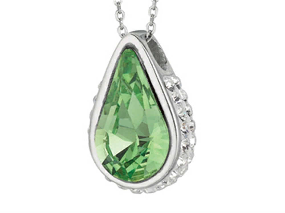 Finejewelers Sterling Silver 1.1mm Cable Chain Link Simulated Peridot Teardrop Ladies Pendant Necklace