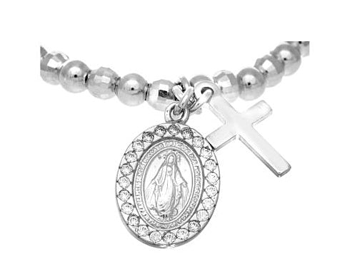 Finejewelers Sterling Silver 4.0mm Alternate Shiny Cross Slip On Ladies Bracelet