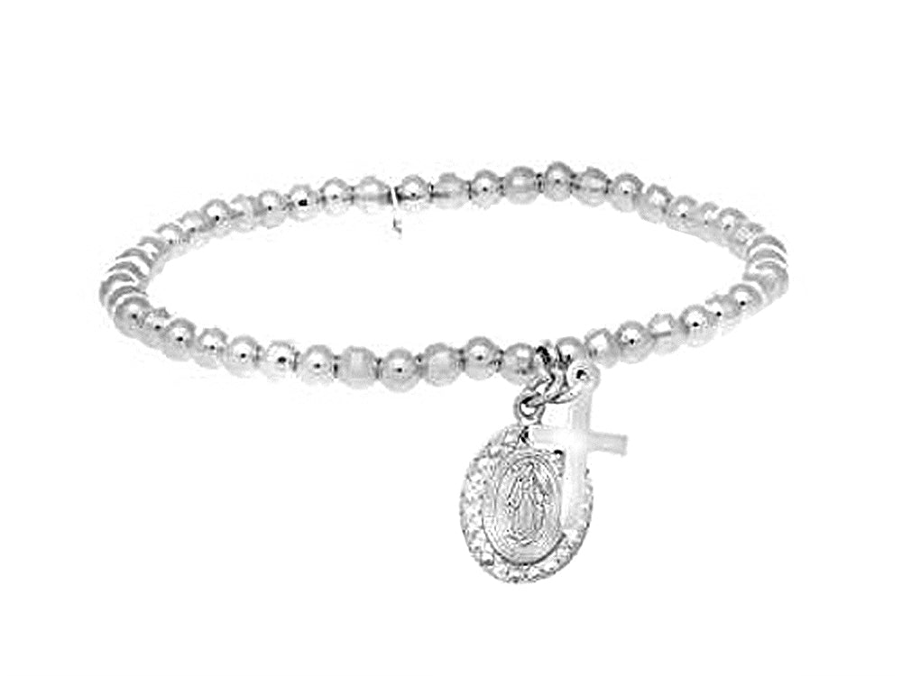 Finejewelers Sterling Silver 4.0mm Alternate Shiny Cross Slip On Ladies Bracelet