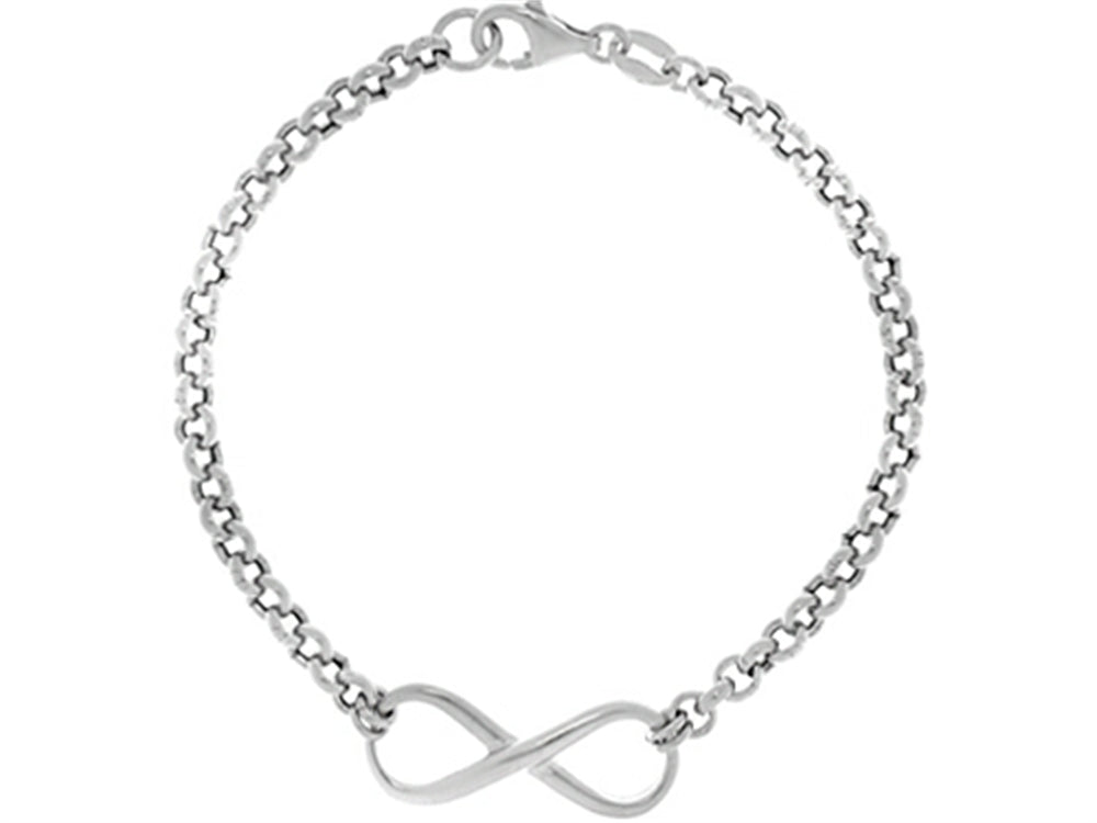 Finejewelers Sterling Silver 7.25 Infinity Shiny Rolo Ladies Bracelet
