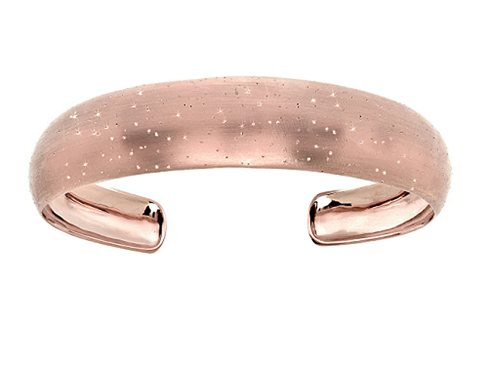 Finejewelers Sterling Silver with Rose Finidh 10-15mm Shine Textured Cuff Bangle