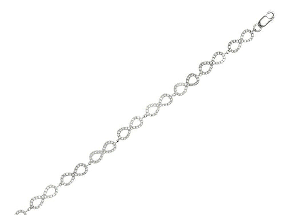 Finejewelers Sterling Silver 7.25 Infinity Link Ladies Bracelet with CZ's