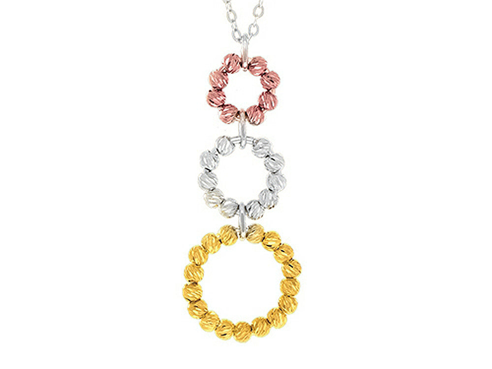 Finejewelers Sterling Silver, Yellow and Rose Finish Ladies Necklace