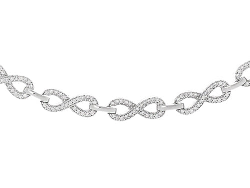 Finejewelers Sterling Silver Infinity Links with Cubic Zirconia (CZ's) on Rolo Link Chain