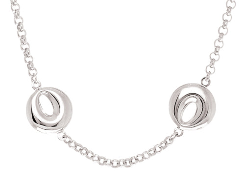 Finejewelers Sterling Silver Rolo Chain with Crescent Moon Links Ladies Necklace