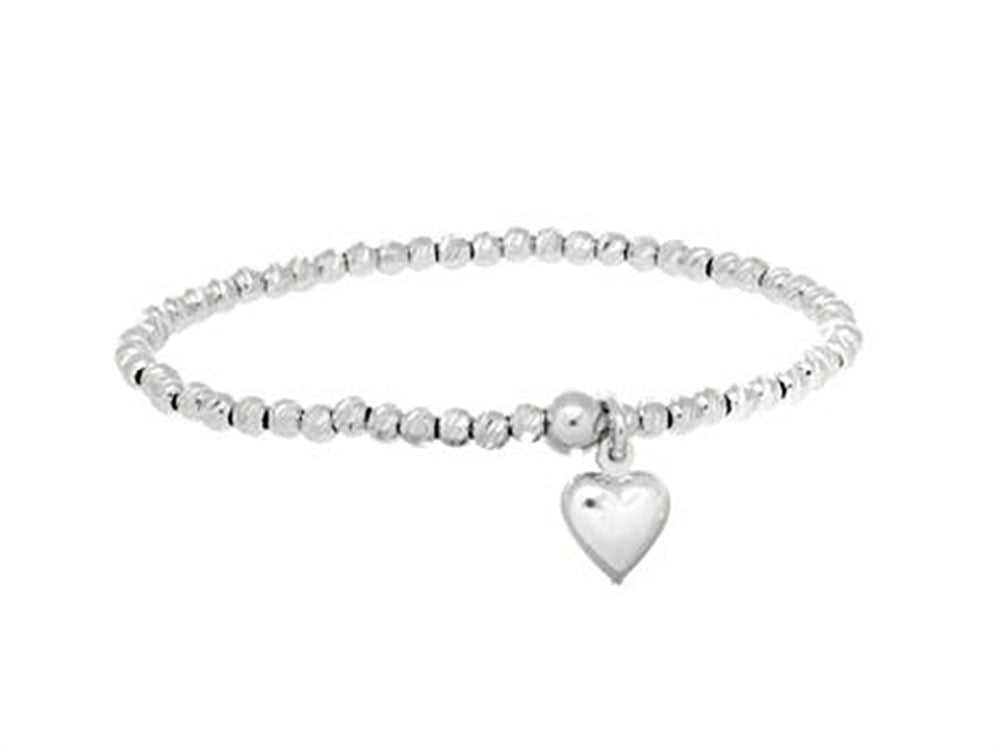 Finejewelers Sterling Silver 3.0mm Shiny bright-cut Stretchable Beaded Ladies Bracelet