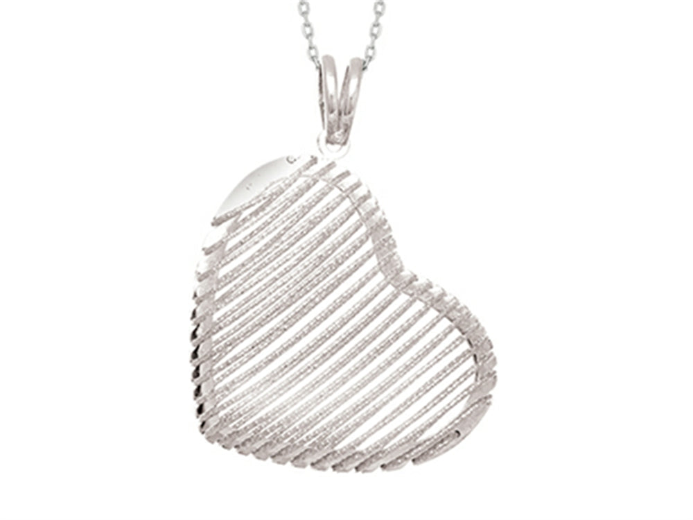 Finejewelers Sterling Silver Shiny Bright Cut Heart Bird's Nest Ladies Pendant Necklace