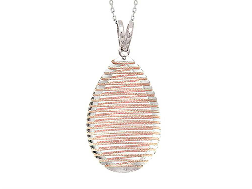 Finejewelers Sterling Silver Rose Finish Shiny Bright Cut Bird's Nest Teardrop Ladies Pendant Necklace