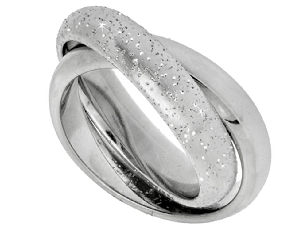 Finejewelers Sterling Silver Textured Stardust Two Interconnected Bands