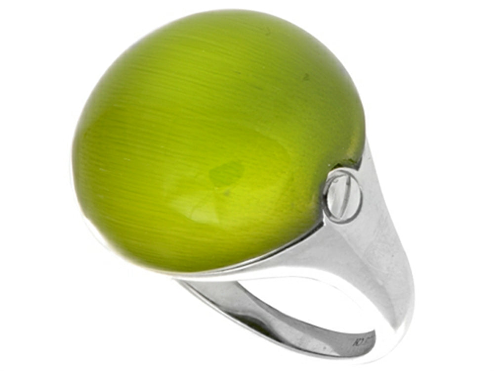 Finejewelers Sterling Silver Green Round Simulated Cat's Eye Ladies Ring