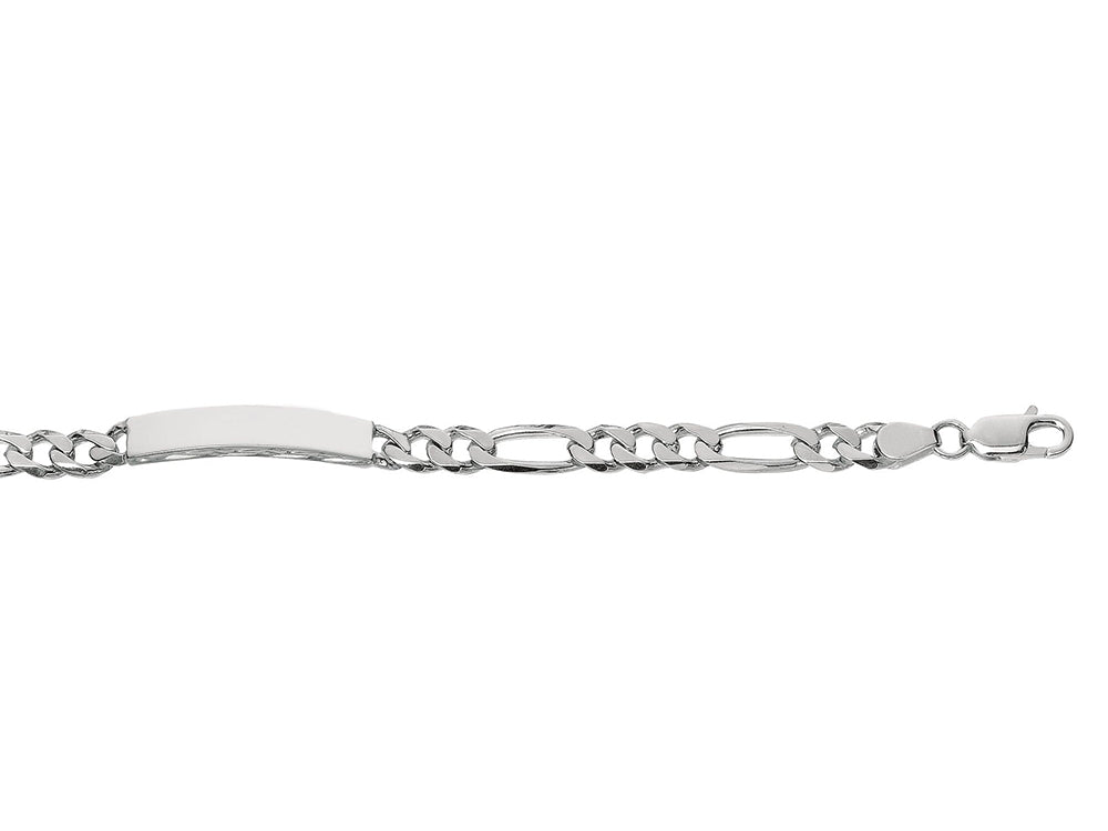 Finejewelers Sterling Silver 8.5 7.35mm bright-cut Figaro Mens Engravable ID Bracelet