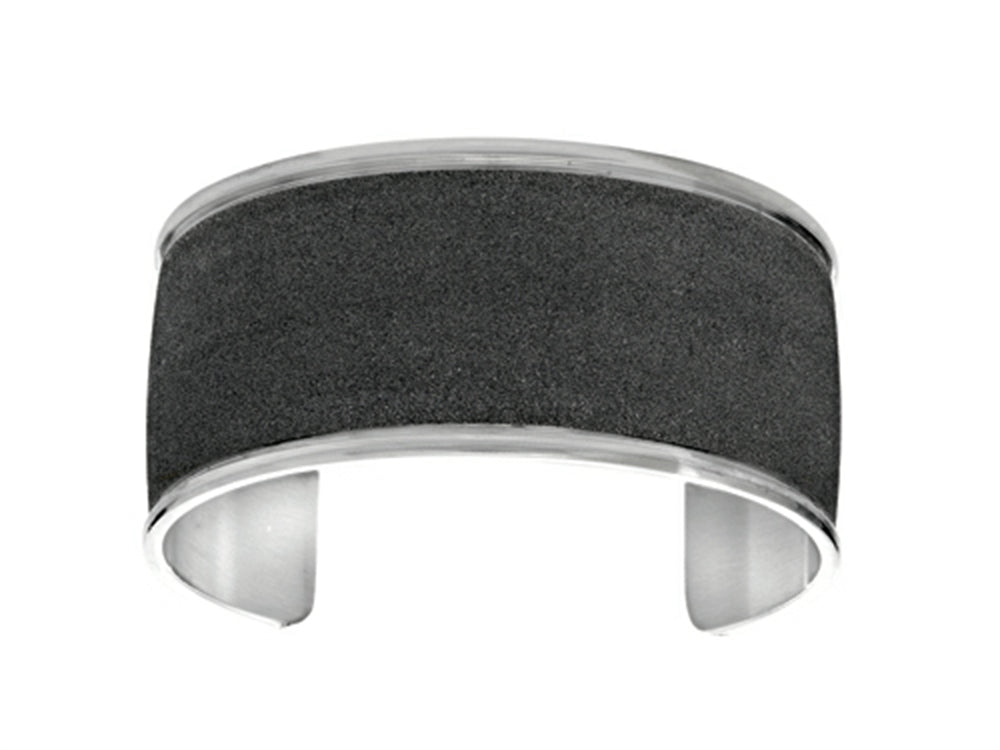 Finejewelers Stainless Steel with Black Glitter Finish Cuff Bangle