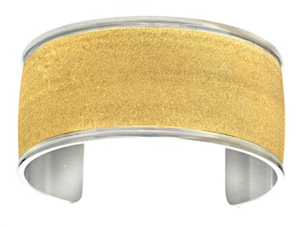 Finejewelers Stainless Steel with Yellow Glitter Finish Cuff Bangle