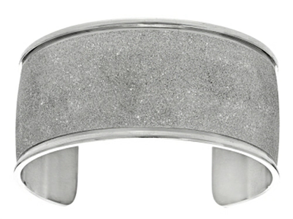Finejewelers Stainless Steel with White Glitter Finish Domed Cuff Bangle