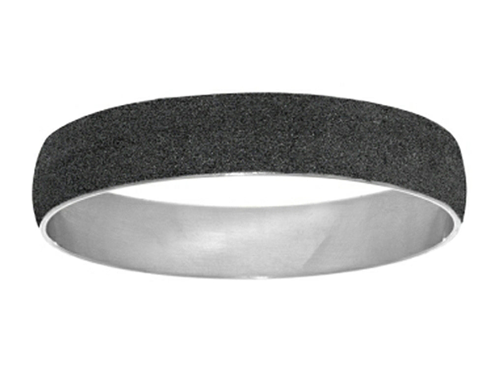 Finejewelers Stainless Steel with Black Glitter Finish Slip On Bracelet