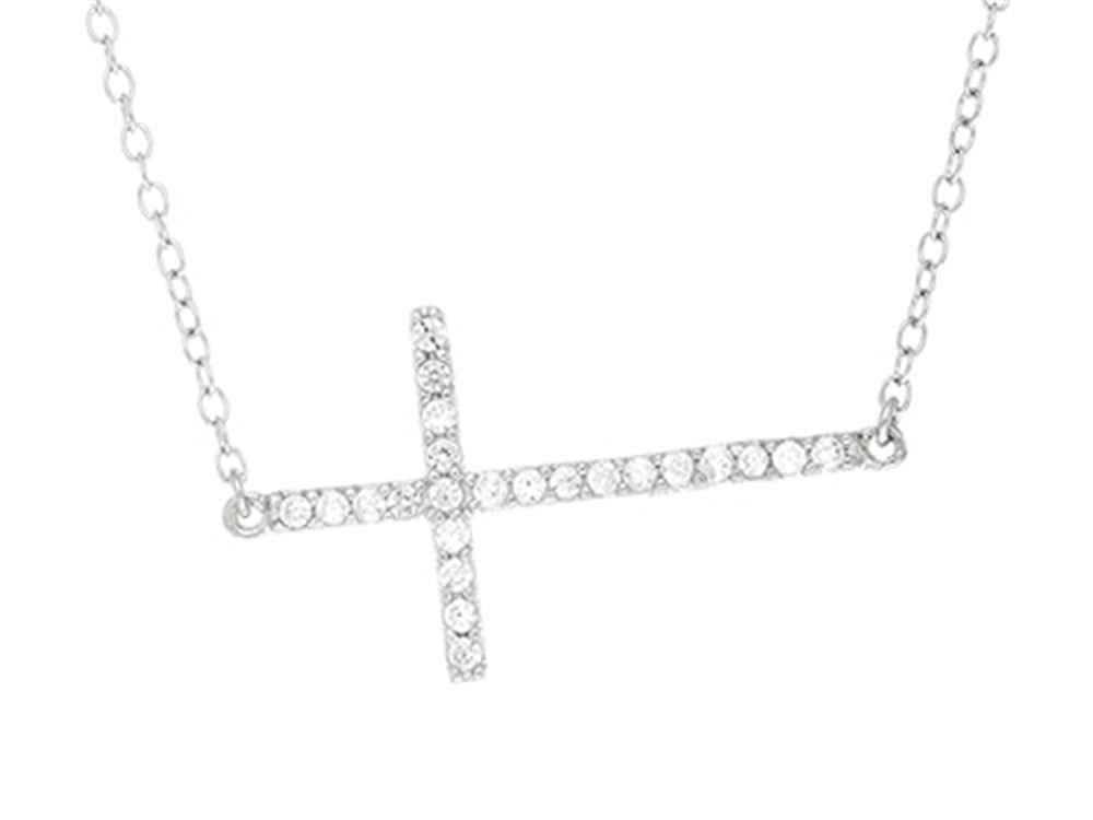 Finejewelers Sterling Silver Shiny Cable Bright Cut Cross Ladies Necklace