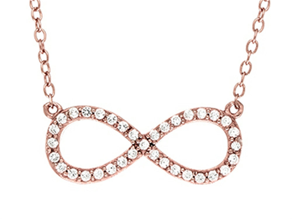 Finejewelers Sterling Silver Rose Finish Infinity Necklace with CZ's