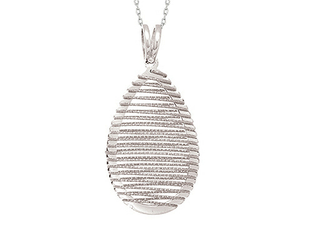 Finejewelers Sterling Silver Shiny Bright Cut Bird's Nest Teardrop Ladies Pendant Necklace