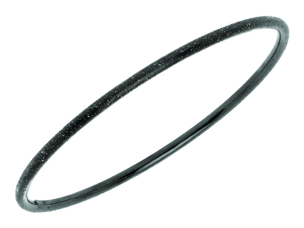 Finejewelers Silver with Black Finish Shiny Stardust Textured Slip On Bangle