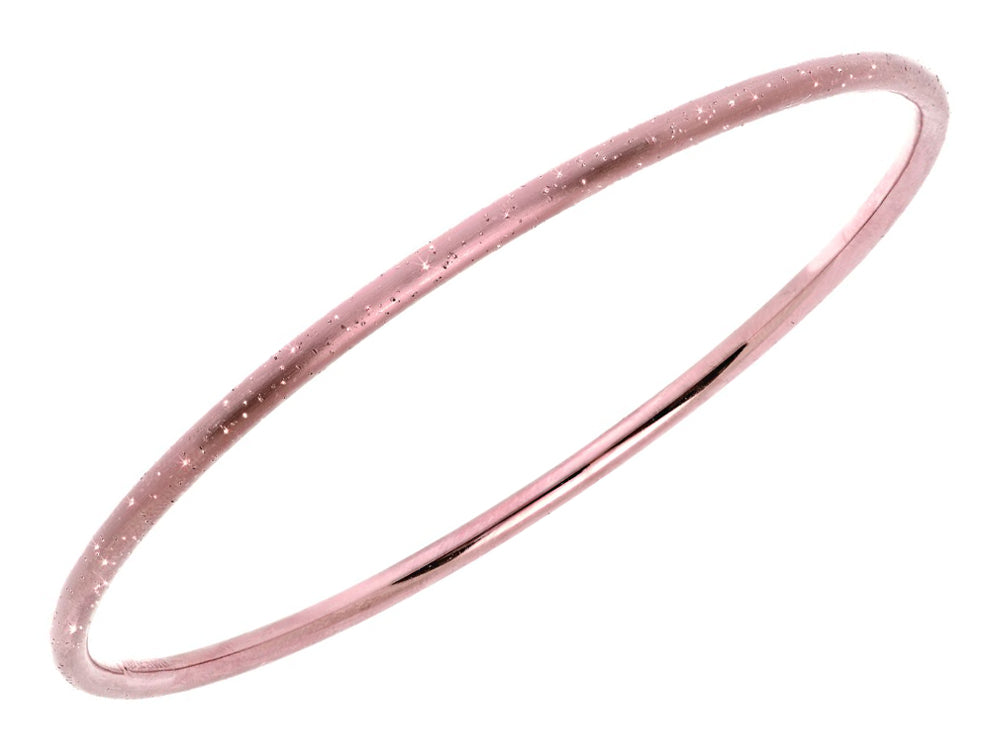 Finejewelers Silver with Rose Finish Shiny Stardust Textured Slip On Bangle