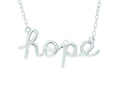 Finejewelers Silver with Rhodium Finish Shiny Cable Chain Hope Pendant Necklace