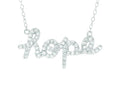 Finejewelers Silver Rhodium Finish Shiny Cable Chain Hope Pendant Necklace White Cubic Zirconia