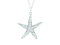 Finejewelers Silver Rhodium Finish Shiny Cable Chain Starfish Pendant Necklace White Cubic Zirconia
