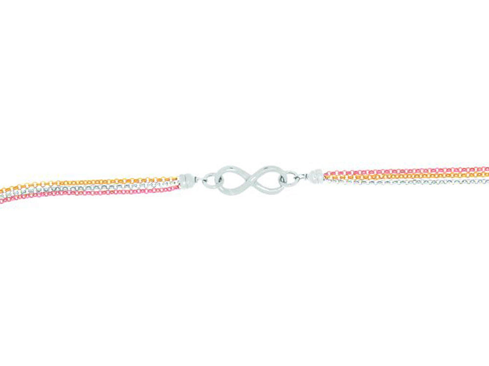 Finejewelers Silver Rhodium, Yellow and Rose Finish Shiny Triple Strand Infinity Cable Chain Necklace