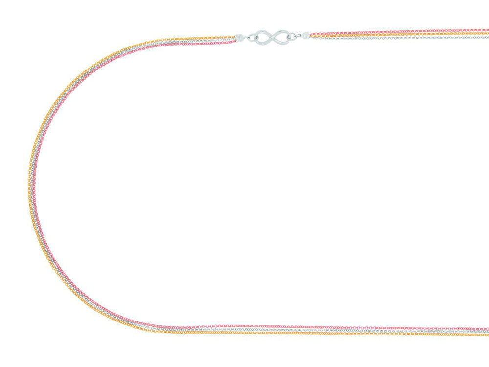 Finejewelers Silver Rhodium, Yellow and Rose Finish Shiny Triple Strand Infinity Cable Chain Necklace