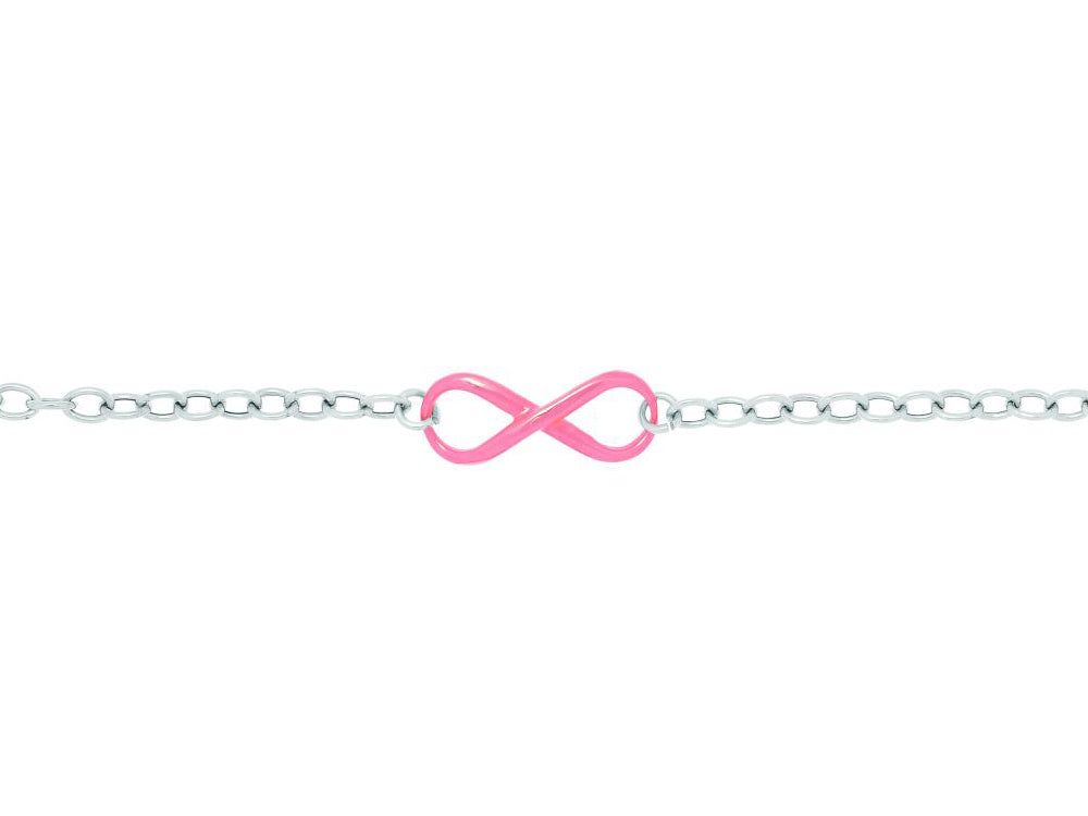 Finejewelers Silver with Rhodium Finish Shiny Oval Link Large Rose Infinity Chain Bracelet