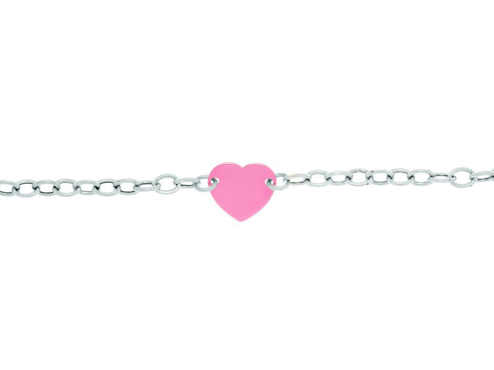 Finejewelers Silver with Rhodium Finish Rose Heart On Oval Link Chain Bracelet