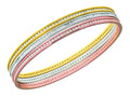 Finejewelers Silver Rhodium, Rose and Yellow Finish Set Of 3 Tri-Color Round Slip On Bangle CZ's