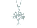 Finejewelers Silver 18 Rhodium Finish Shiny Small White Stones On Tree Pendant Necklace