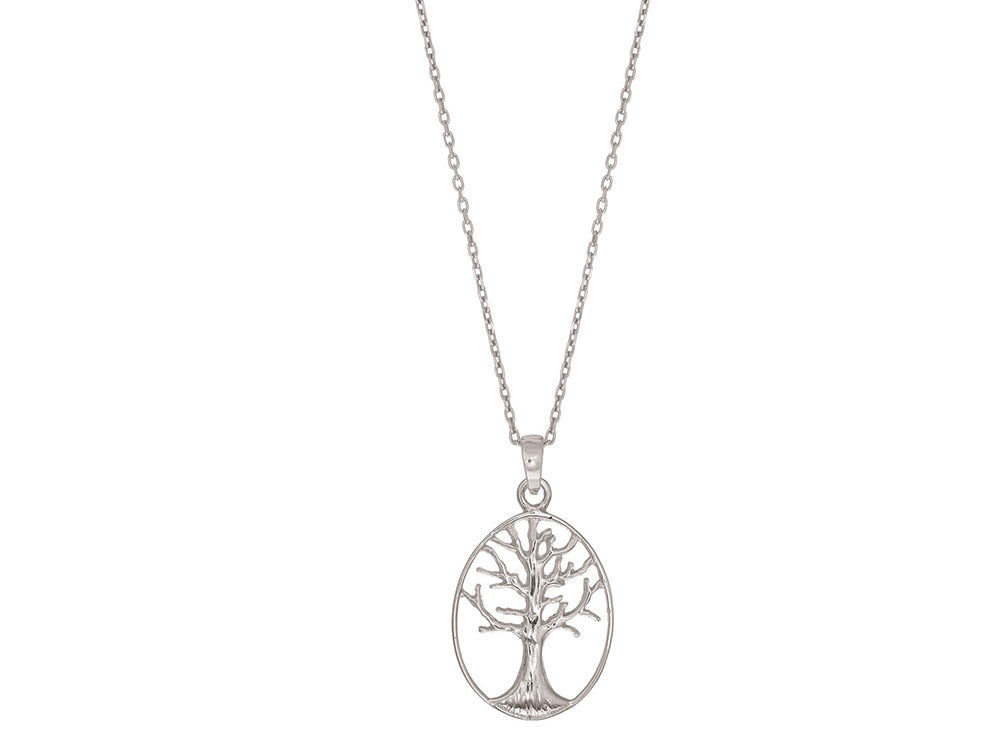 Finejewelers Silver 18 Rhodium Finish Open Oval Pendant Necklace