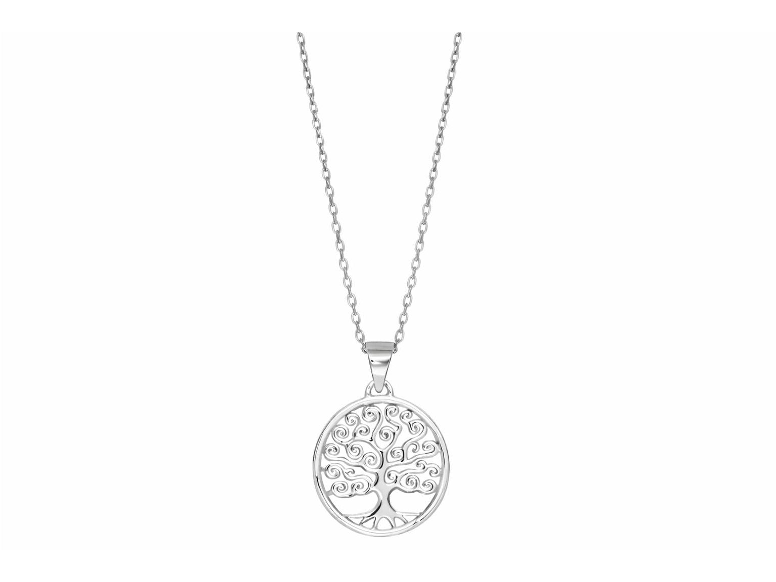 Finejewelers Silver 18 Rhodium Finish Tree of Life  Pendant Necklace