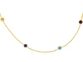 Finejewelers 14k Yellow Gold Shiny Cable Chain Link Necklace with Multi Color Round Simulated Stones