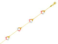 Finejewelers 14k Yellow, Rose and White Gold Shiny Cable Chain Bracelet with 4 Tri-Color Open Triangles