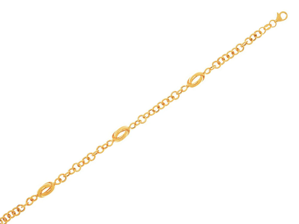 Finejewelers 14k Yellow Gold Shiny Round Link Chain with 2 Large Interconnected Oval Link Necklace