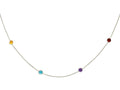 Finejewelers 14k White Gold Multi Colored Round Stationed Simulated Stones On Shiny Cable Chain Link Necklace