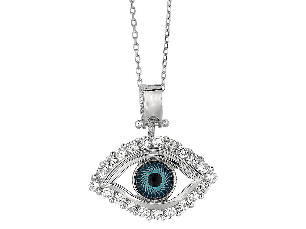 Finejewelers Sterling Silver 18 Inch Evil Eye Pendant Necklace