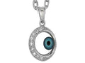 Finejewelers Sterling Silver 18 Inch Round Evil Eye Pendant Necklace