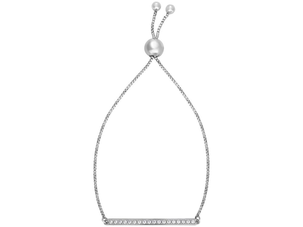 Finejewelers Rhodium Finish Sterling Silver 9.25 Inch Friendship Adjustable Bracelet Draw String Clasp