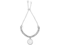 Finejewelers Rhodium Finish Sterling Silver 9.25 Inch Adjustable Friendship Bracelet Cross and Draw String Clasp