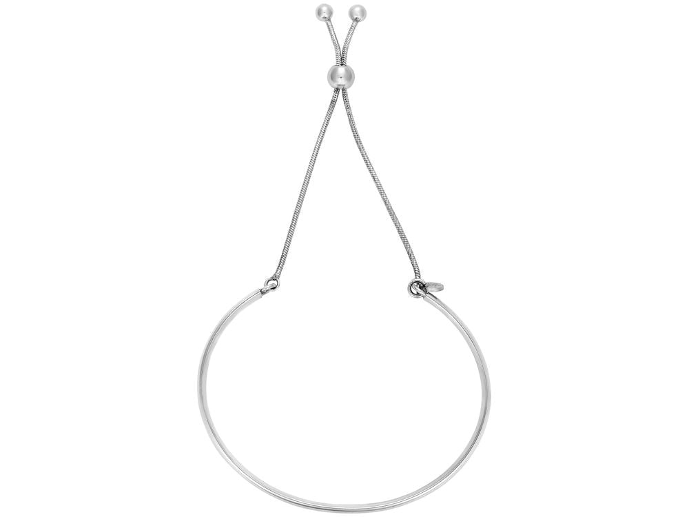 Finejewelers Rhodium Finish Sterling Silver 9.25 Inch Fancy Friendship Adjustable Bracelet Draw String Clasp