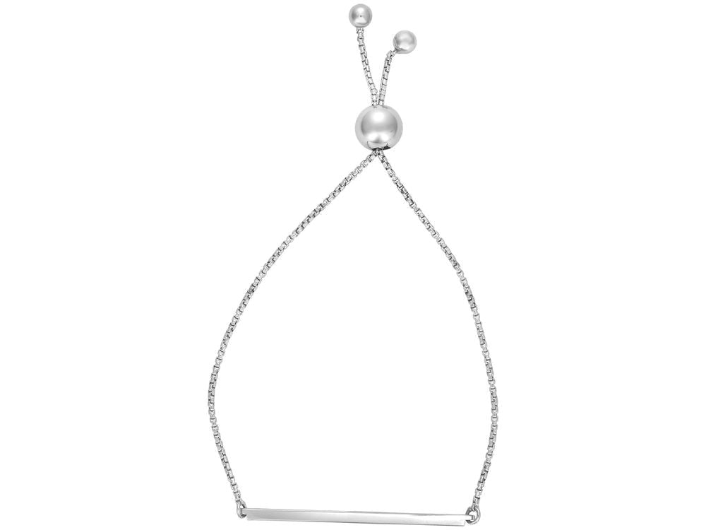 Finejewelers Rhodium Finish Sterling Silver 9.25 Inch Friendship Adjustable Bracelet Draw String Clasp