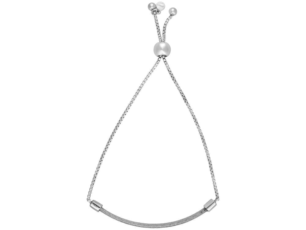 Finejewelers Rhodium Finish Sterling Silver Bar Friendship Adjustable Bracelet Draw String Clasp