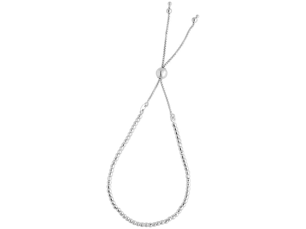 Finejewelers Rhodium Sterling Silver 9.25 Inch Laser Friendship Adjustable Bracelet Draw String Clasp