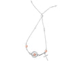Finejewelers Rhodium Finish Sterling Silver 9.25 Inch Adjustable Friendship Bracelet Cross Element Draw String Clasp